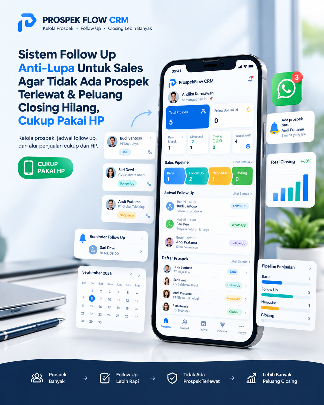ProspekFlow CRM Display Mockup